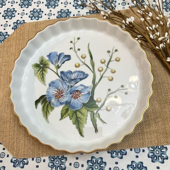 Spode Stafford Flowers Lida & Acacia Flan Tart‎ Quiche Dish 10" Round NEW - Picture 1 of 9